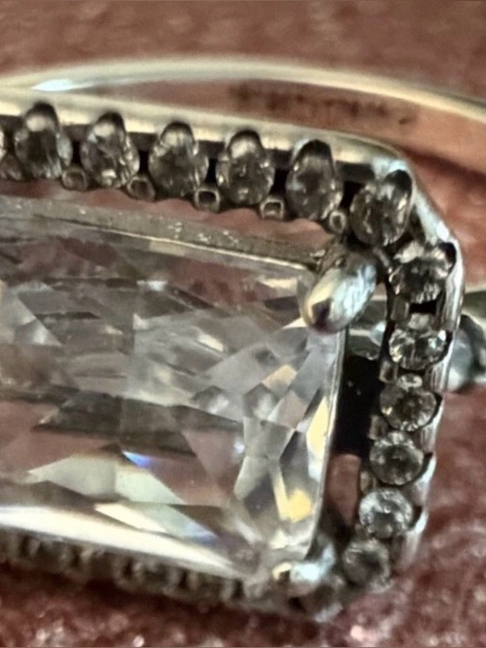6.5 Princess Cut Large Cubic Zirconia Solitare Ring in a Sterling Silver Setting